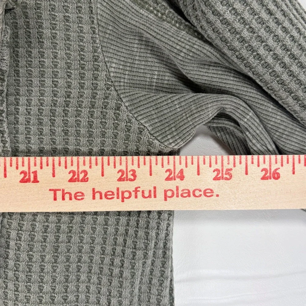 Briggs Womens XL Sage Green Waffle Knit Shacket Mixed Media Button Down Shirt